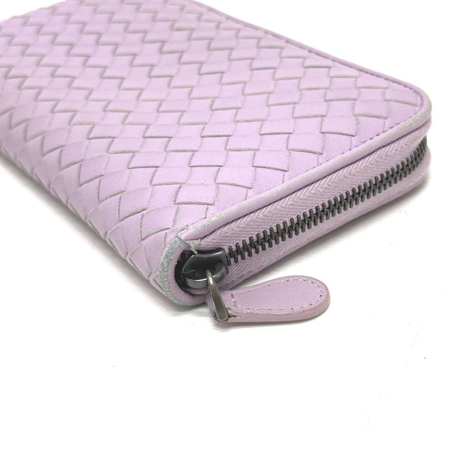 BOTTEGA VENETA 114076 Intrecciato Wallet, Round Zipper Leather, Women's, Purple