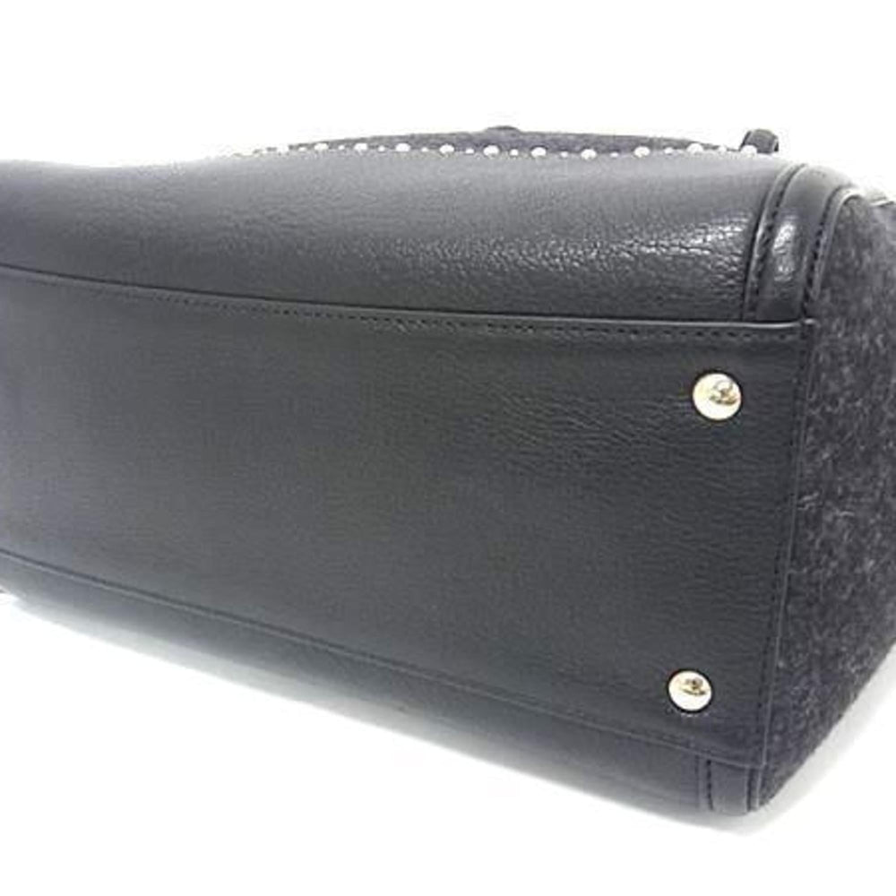 Salvatore Ferragamo Amy handbag in black felt and leather with studs for women — Like New
