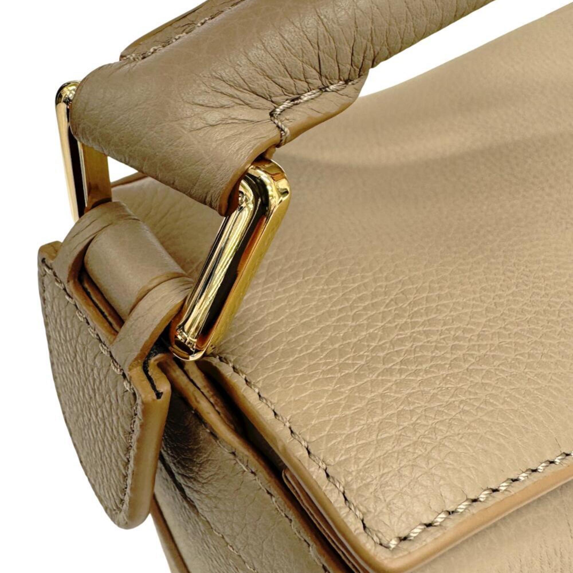 LOEWE Puzzle Edge Small A510P60X30 Sand Calfskin Shoulder Bag Handbag Gold Hardware Women's — Like New