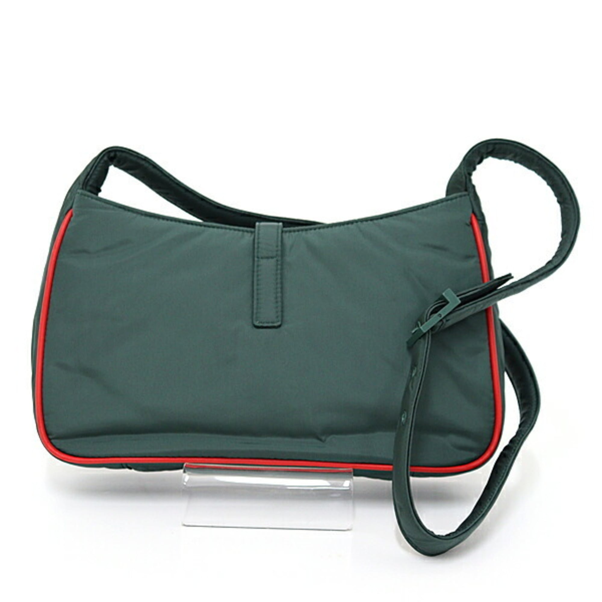Saint Laurent YSL Le Cin Cassette Shoulder Bag Eco Nylon Khaki Green/Red 733294 — Like New