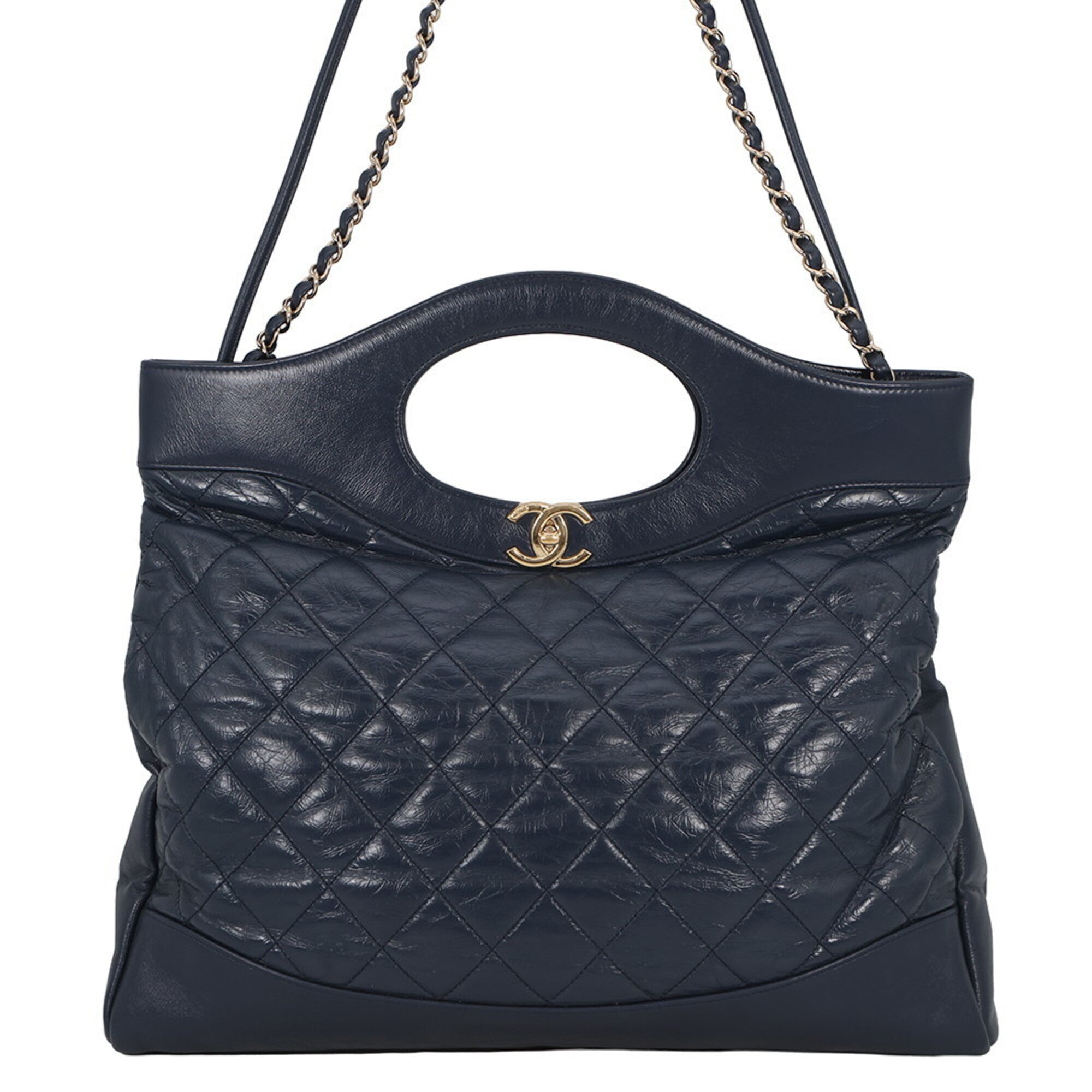 Chanel Chain Shoulder Bag, 31 Matelassé Large Aged Calfskin AS1010 2-way Handbag for Women CHANEL — Like New