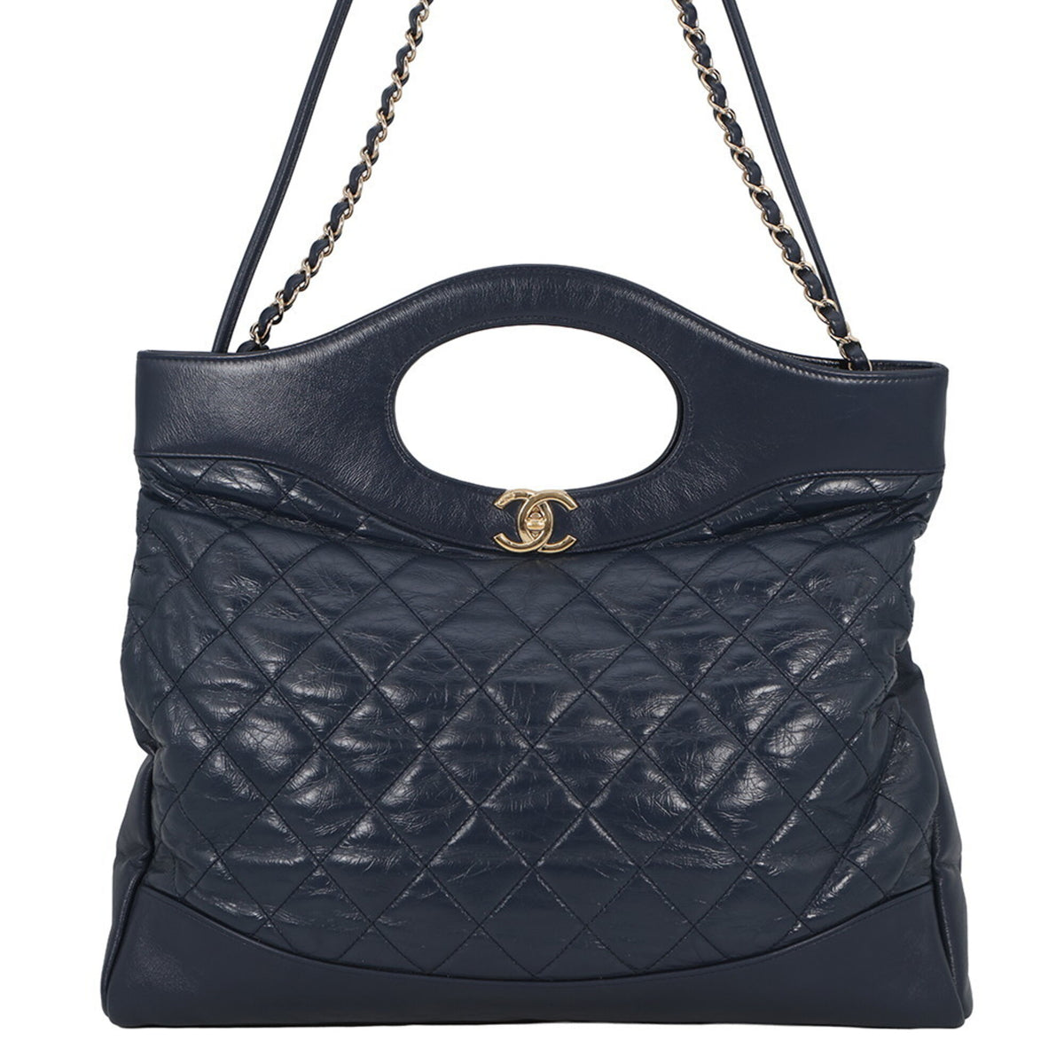 Chanel Chain Shoulder Bag, 31 Matelassé Large Aged Calfskin AS1010 2-way Handbag for Women CHANEL — Like New