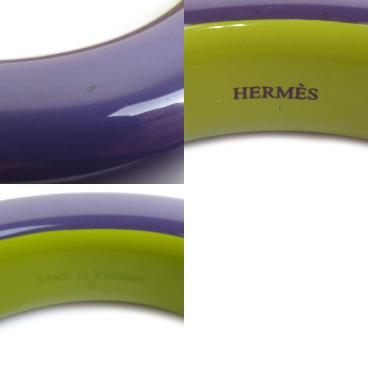 Hermes HERMES Bangle Bracelet Lacquer Wood Purple Yellow Green Women's e59829