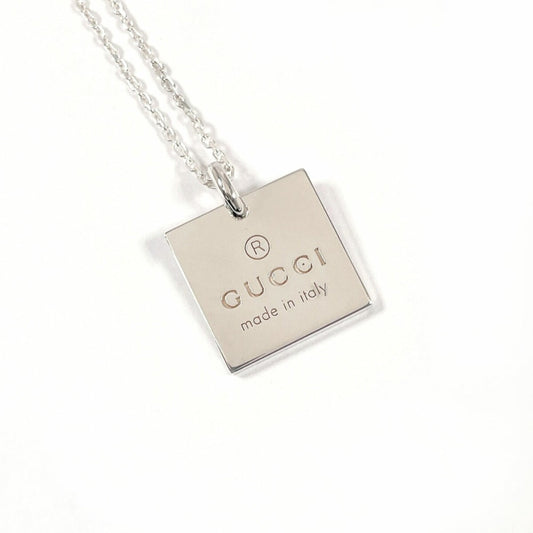 GUCCI Square Plate Necklace in Sterling Silver, Unisex