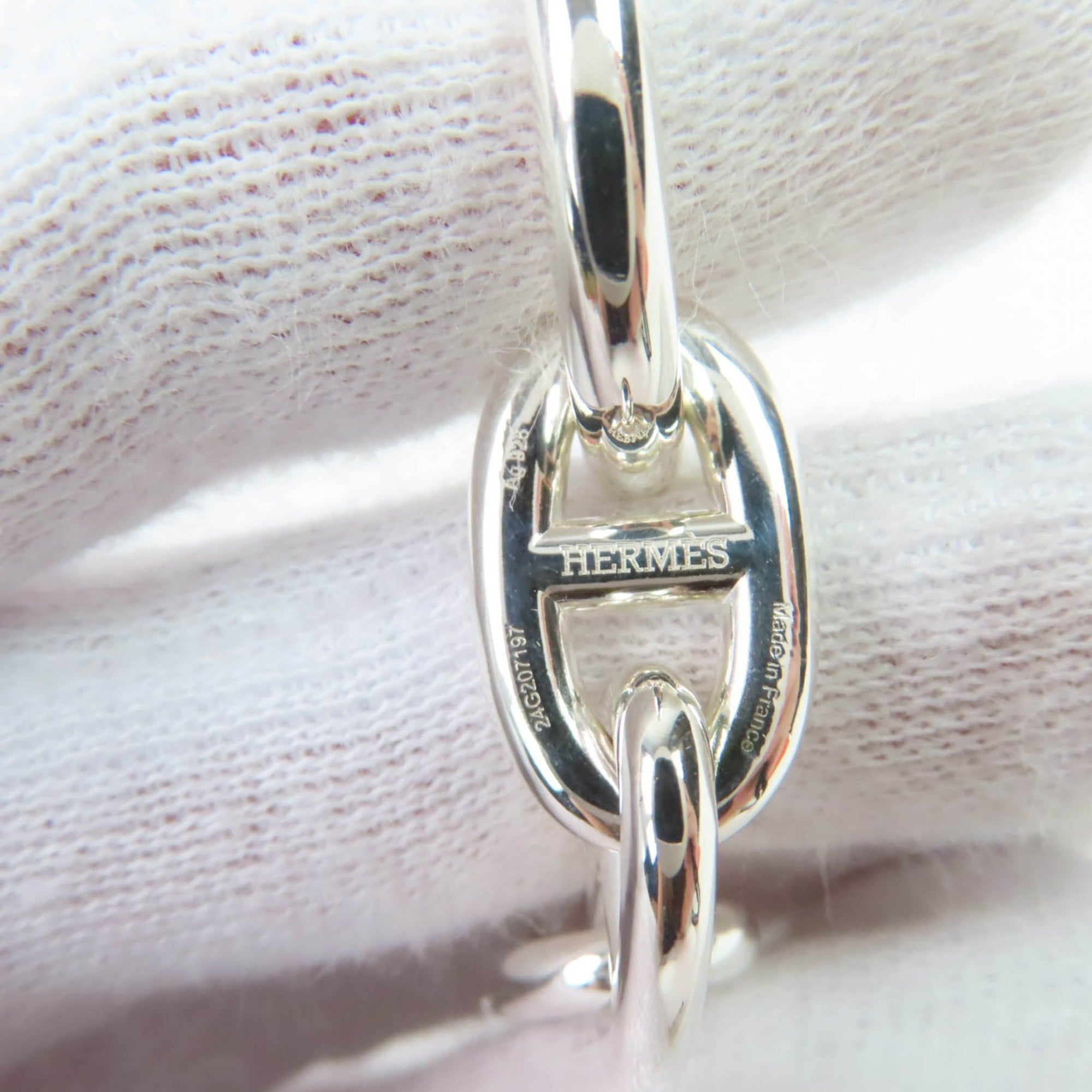 HERMES 2024 Chaine d'Ancre MM AG925 13-link bangle bracelet in silver, with box and case, weighs 49.8g, for women — Like New