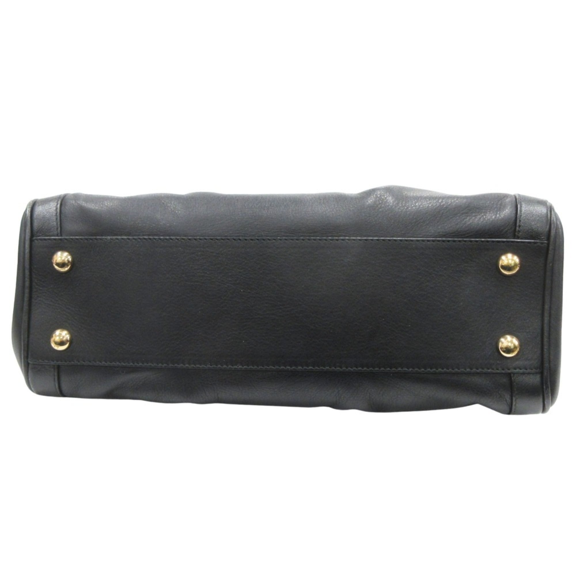 Salvatore Ferragamo Gancini Leather 2-Way Handbag with Gold Hardware, Black, Women's