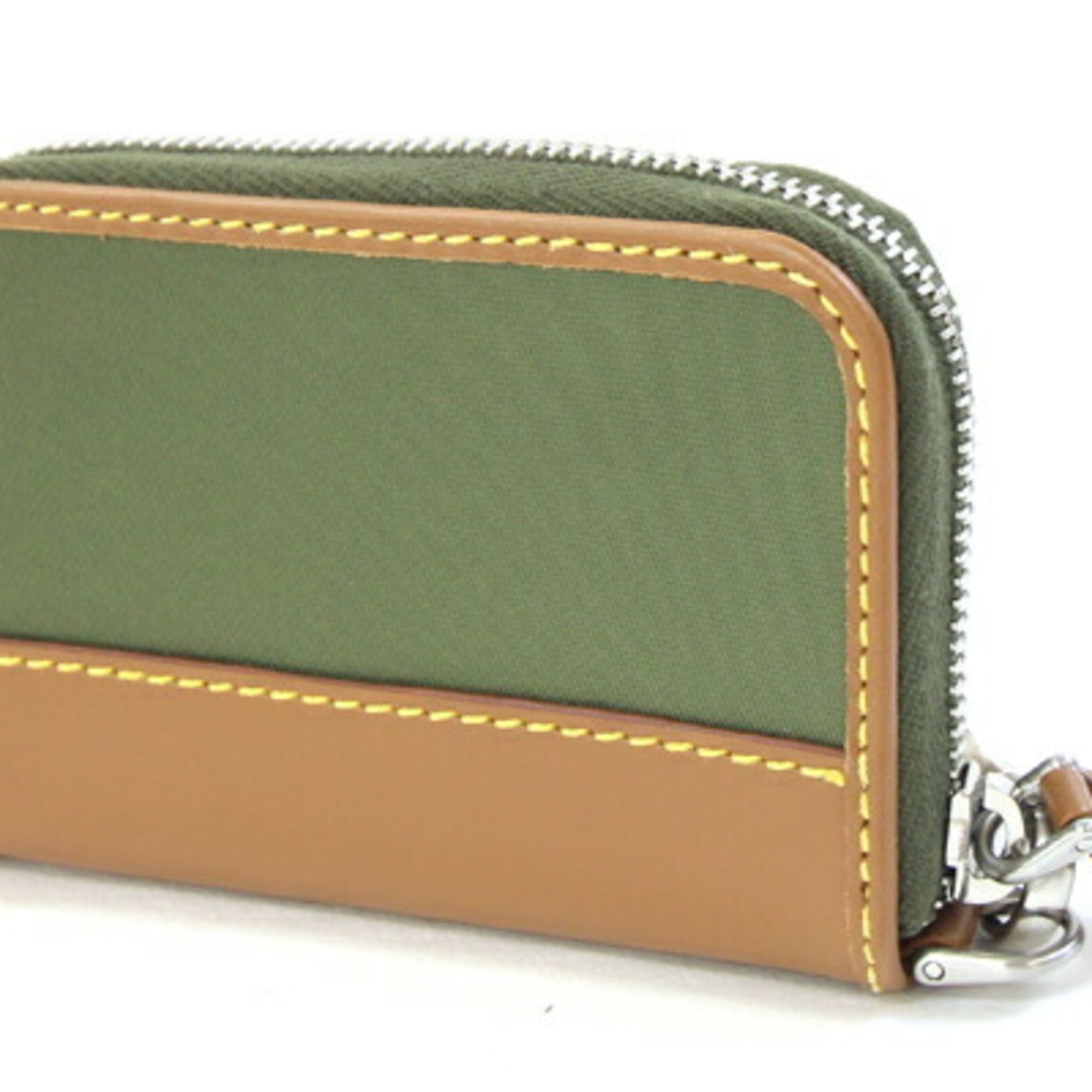 Prada Coin Case 2MR039 Khaki Brown Nylon Leather with Neck Strap, Mini Wallet, Round Compact Wallet for Men and Women