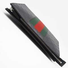 GUCCI GG Supreme Canvas Shima Sherry Line Clutch Bag 475316 Black Green Red Leather Men's — New - Store Return