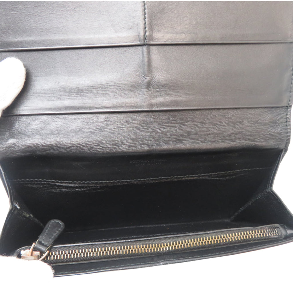 Bottega Veneta Intrecciato Bifold Men's Long Wallet 156819 Leather Black