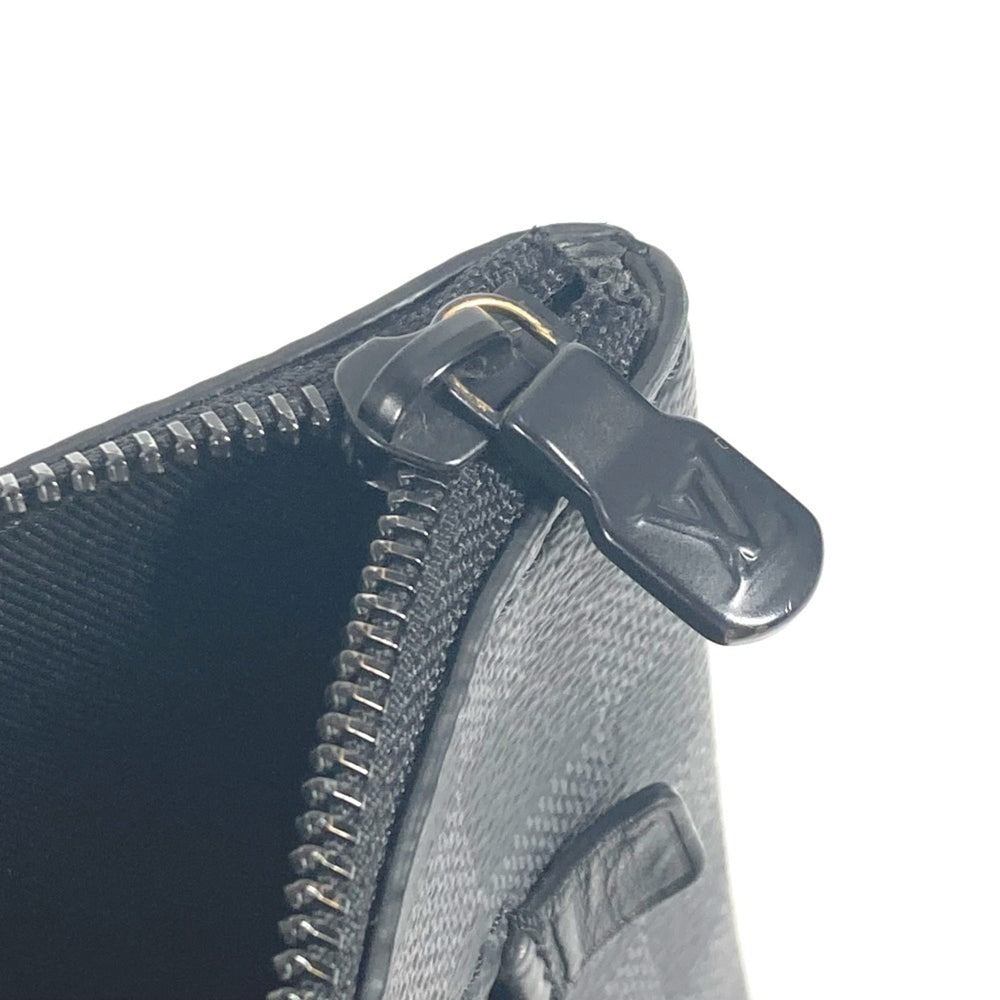 LOUIS VUITTON N40505 Damier Graphite Take-Off Pouch Bag Second Clutch with Strap Canvas Men's Women's Black — Like New