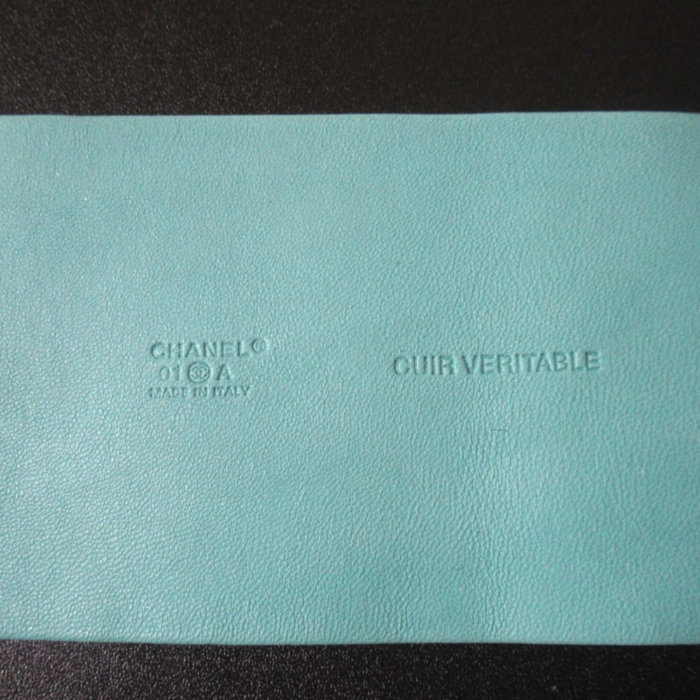 01A CHANEL Harako Leather Wide Bangle Bracelet, Black x Blue, Women's — Like New