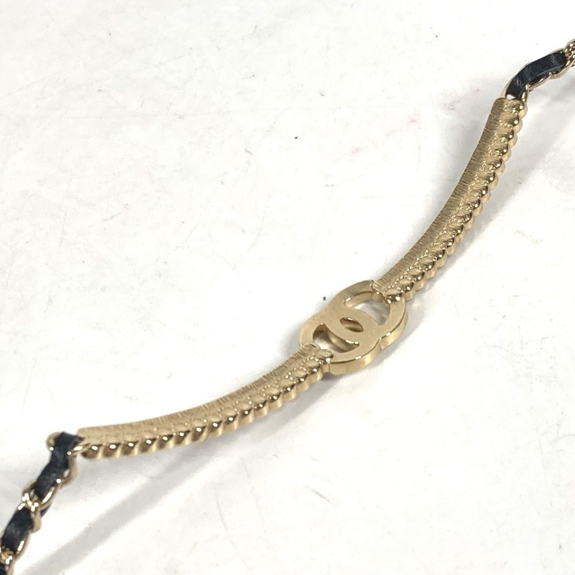 CHANEL Chanel AB9152 A22 CC Coco Mark Rhinestone Choker Chain Necklace Metal Women's Black Similar G-240625-37 — Like New