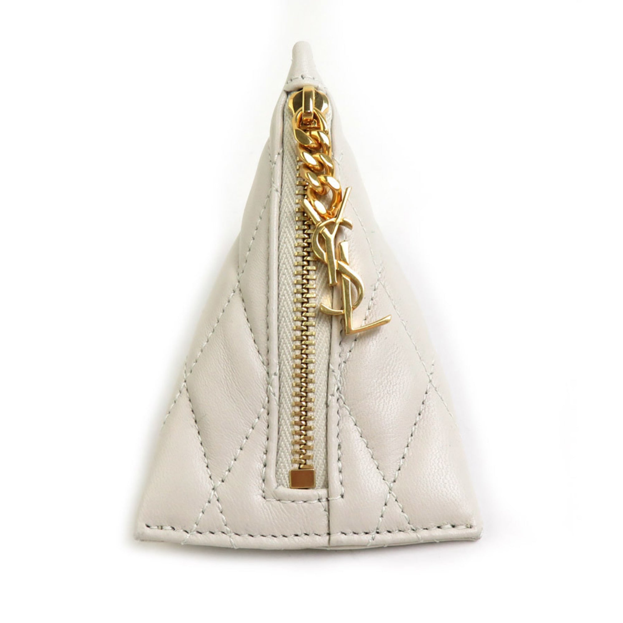 Saint Laurent SAINT LAURENT Wallet/Coin Case Leather Ivory Women's 56106g