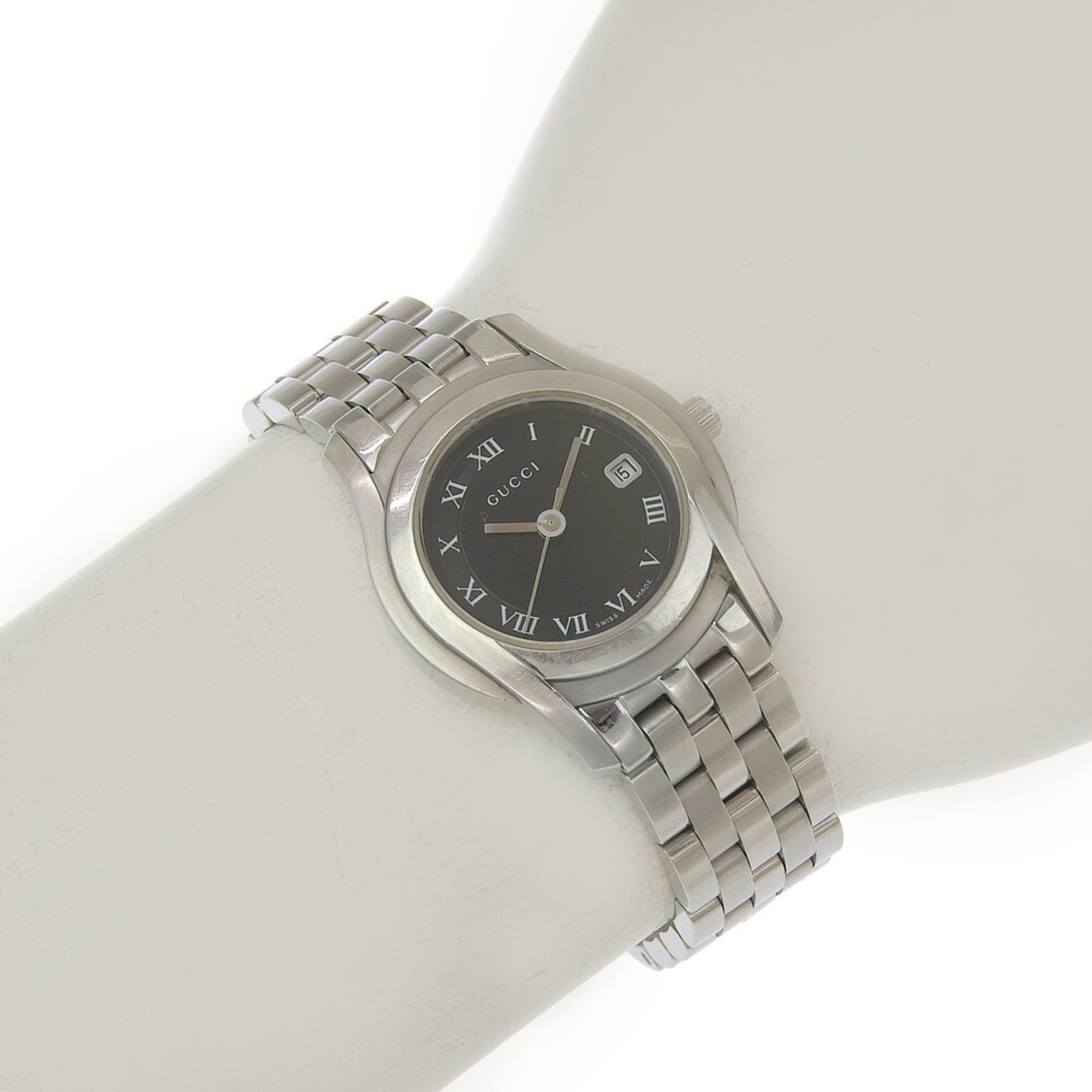 Gucci 5500L Black Dial Stainless Steel Quartz Watch, Approx. 26mm, Women's Date Display — Good