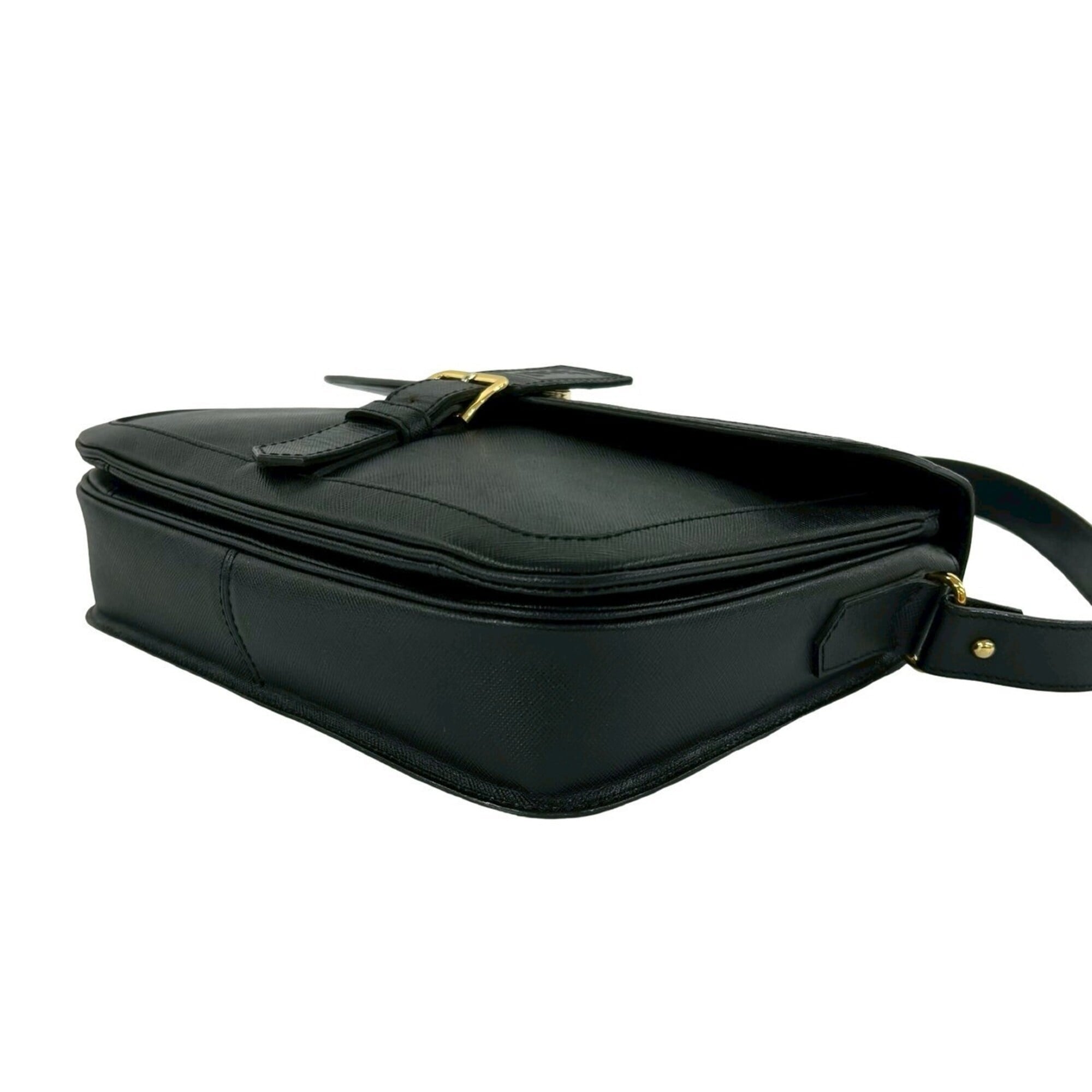 YVES SAINT LAURENT Vintage YSL Logo Leather Semi-Shoulder Bag, Black, 68785 — Like New