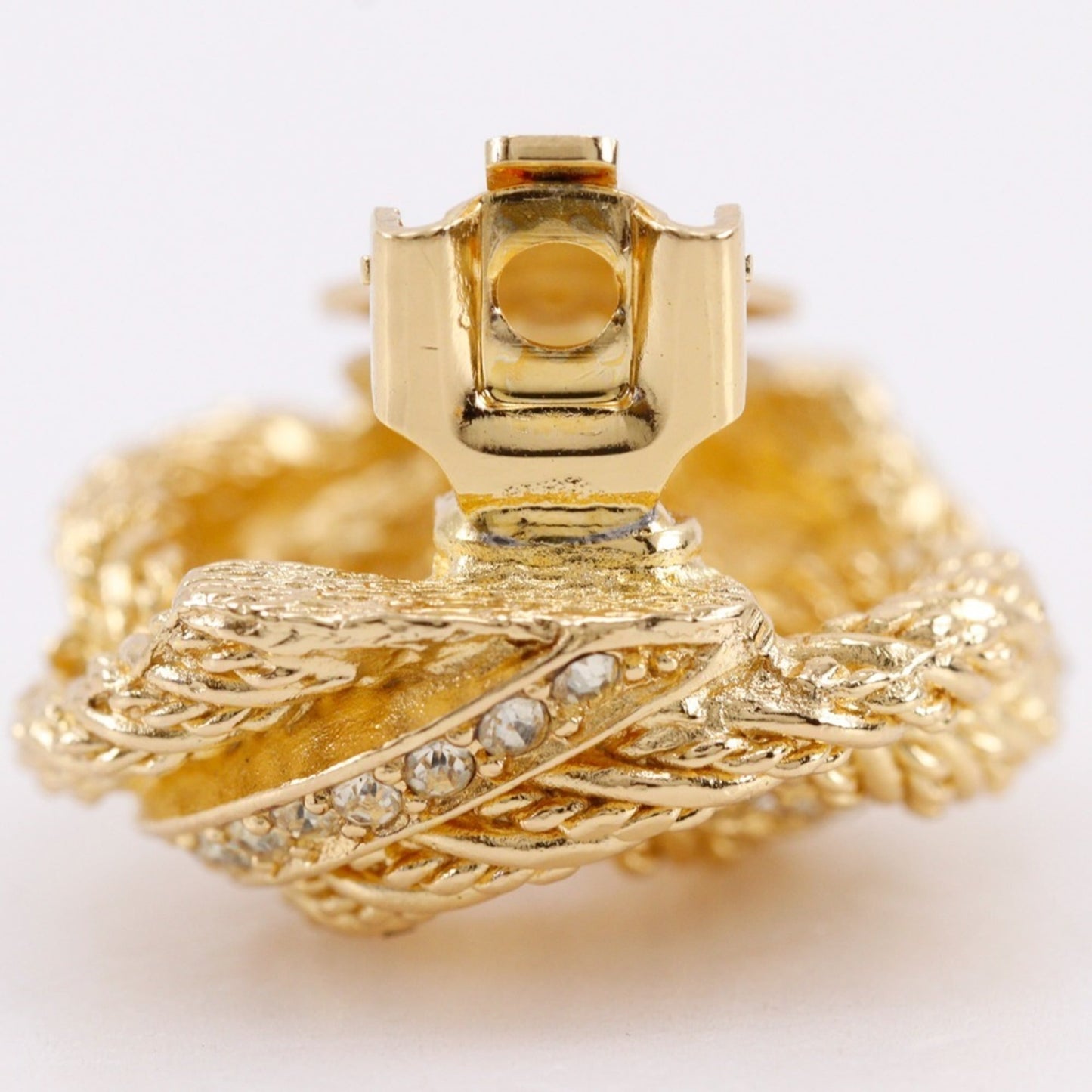 Christian Dior Earrings, Gold Plated with Rhinestones, Approx. 28.4g, Women's