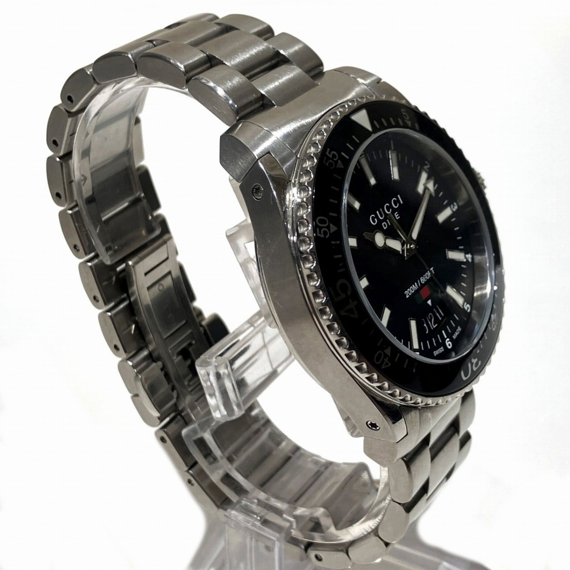 Gucci Dive watch, total weight 154.2g, stainless steel, automatic movement, black dial, 136.3 — Good
