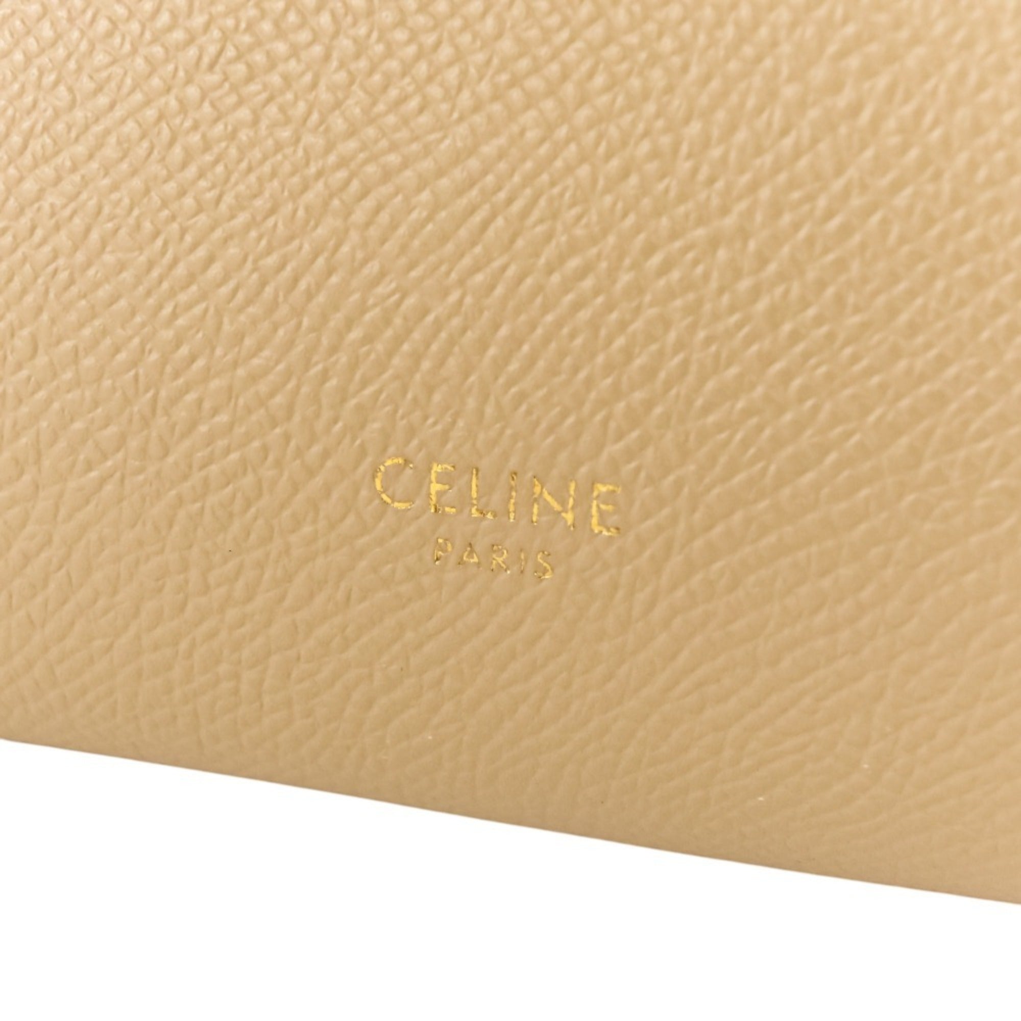 CELINE Belt Bag Nano 2-way shoulder bag, grained calfskin, beige, women's — Like New