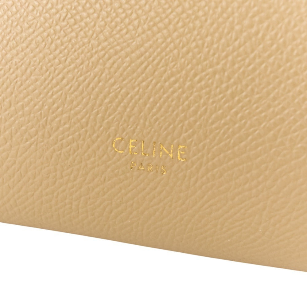 CELINE Belt Bag Nano 2-way shoulder bag, grained calfskin, beige, women's — Like New