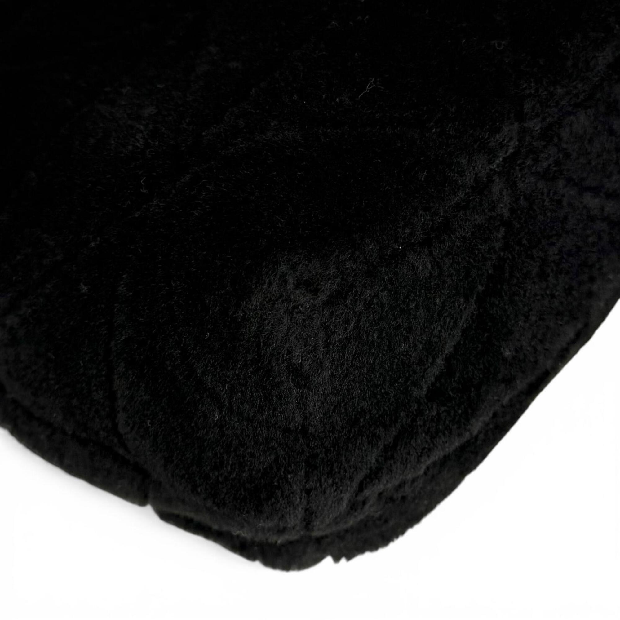 PRADA 1BG378 Triangle Logo 2-Way Shearling Fur Shoulder Bag with Pouch, Black, Made in Italy, Women's, Dust — Like New