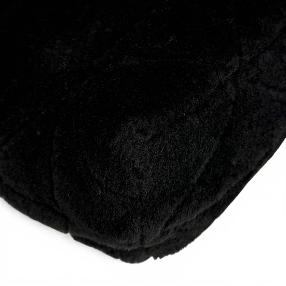PRADA 1BG378 Triangle Logo 2-Way Shearling Fur Shoulder Bag with Pouch, Black, Made in Italy, Women's, Dust — Like New
