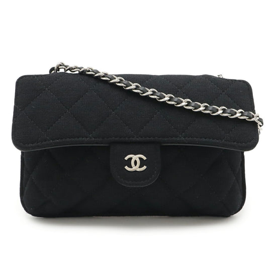 CHANEL Matelasse Coco Mark Eco Bag, Foldable Tote Bag with Chain Shoulder Strap, Cotton Jersey and Nylon, Black, AP2095