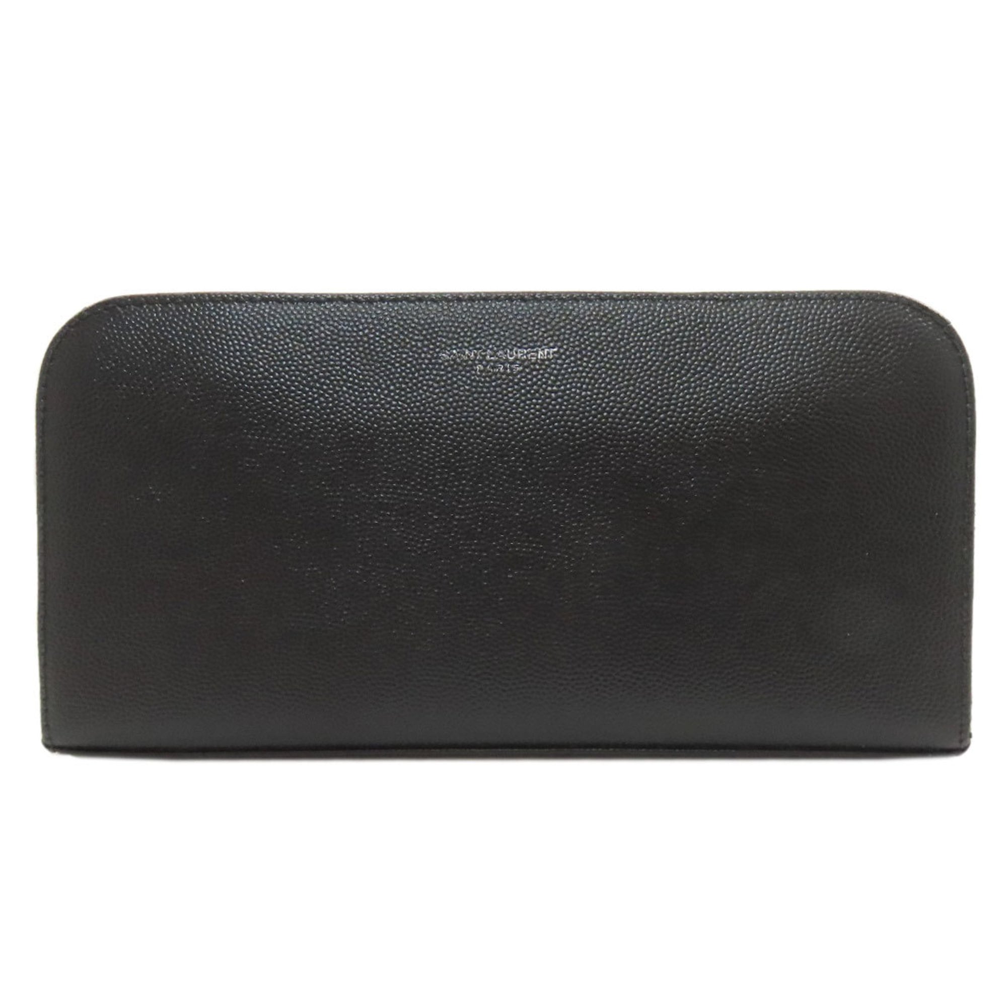 Saint Laurent round zipper long wallet in calfskin for women.