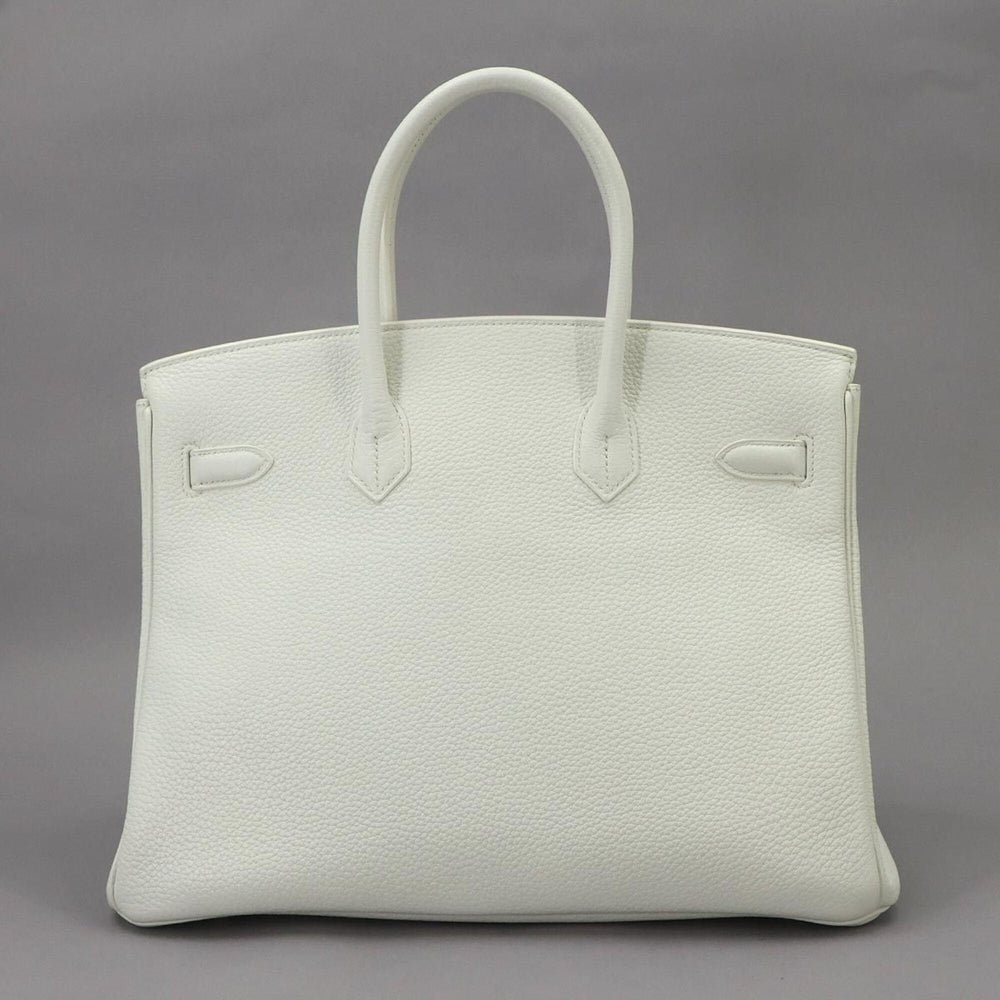 Hermes Birkin 35, Taurillon Clemence leather, white, handbag, R stamp, silver hardware — Like New