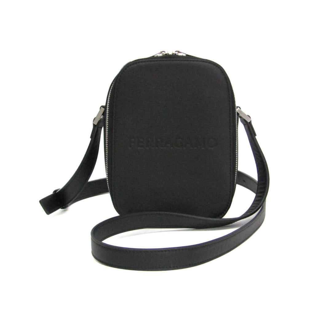 Salvatore Ferragamo AU-24 1469 Men's Leather Shoulder Bag Black