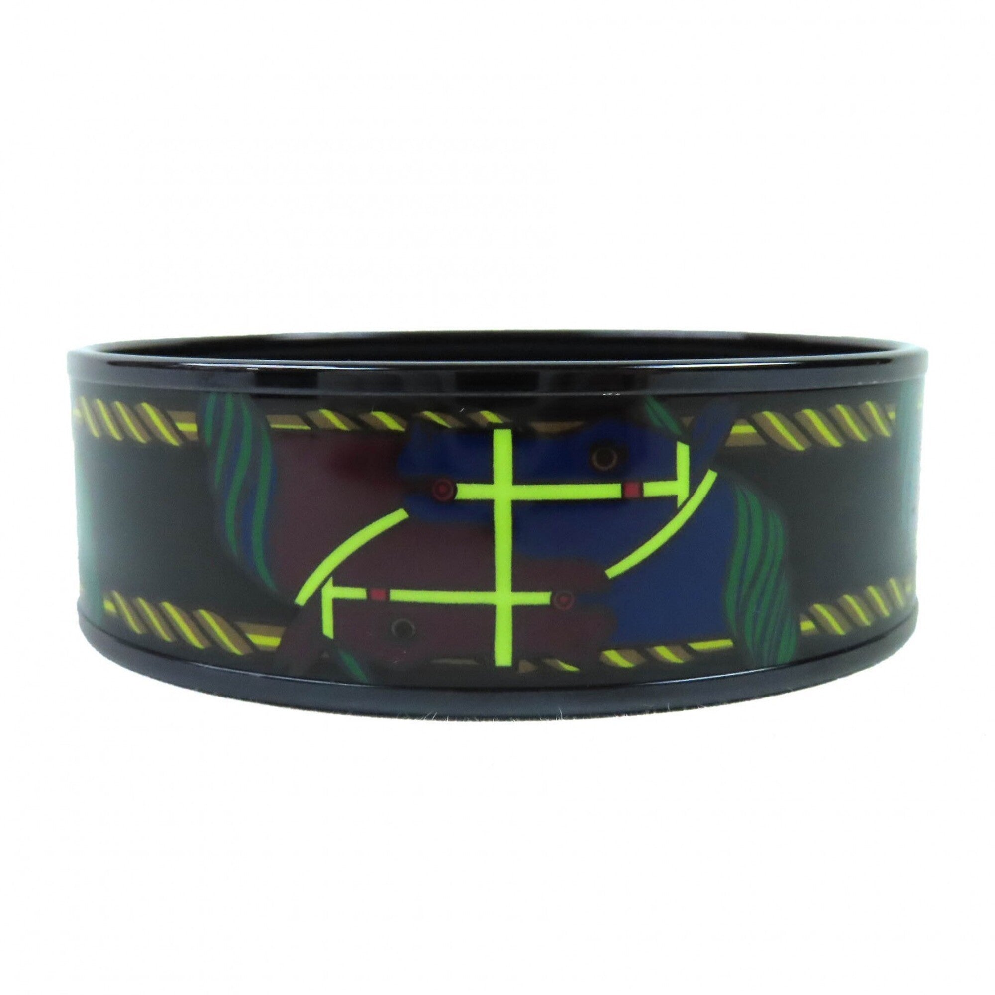HERMES Email GM Click HH Bandana Bangle Bracelet, Black/Multicolor, with Dust Bag, Made in France, Women's — Like New