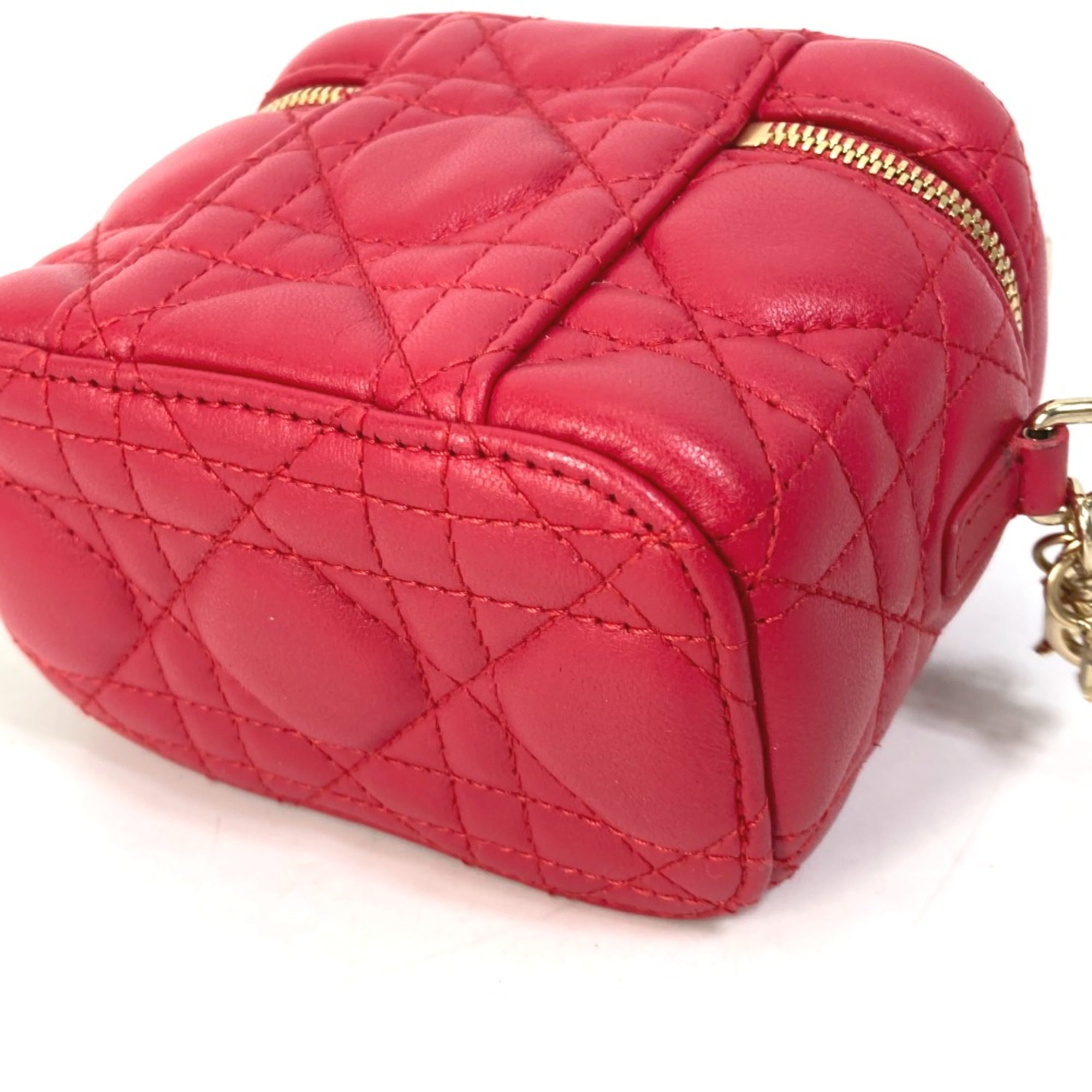 CHRISTIAN DIOR S0918ONMJ LADY CHRISTIAN DIOR LADY DIOR 2WAY Shoulder Bag Hand Bag Vanity bag RedBased — Like New