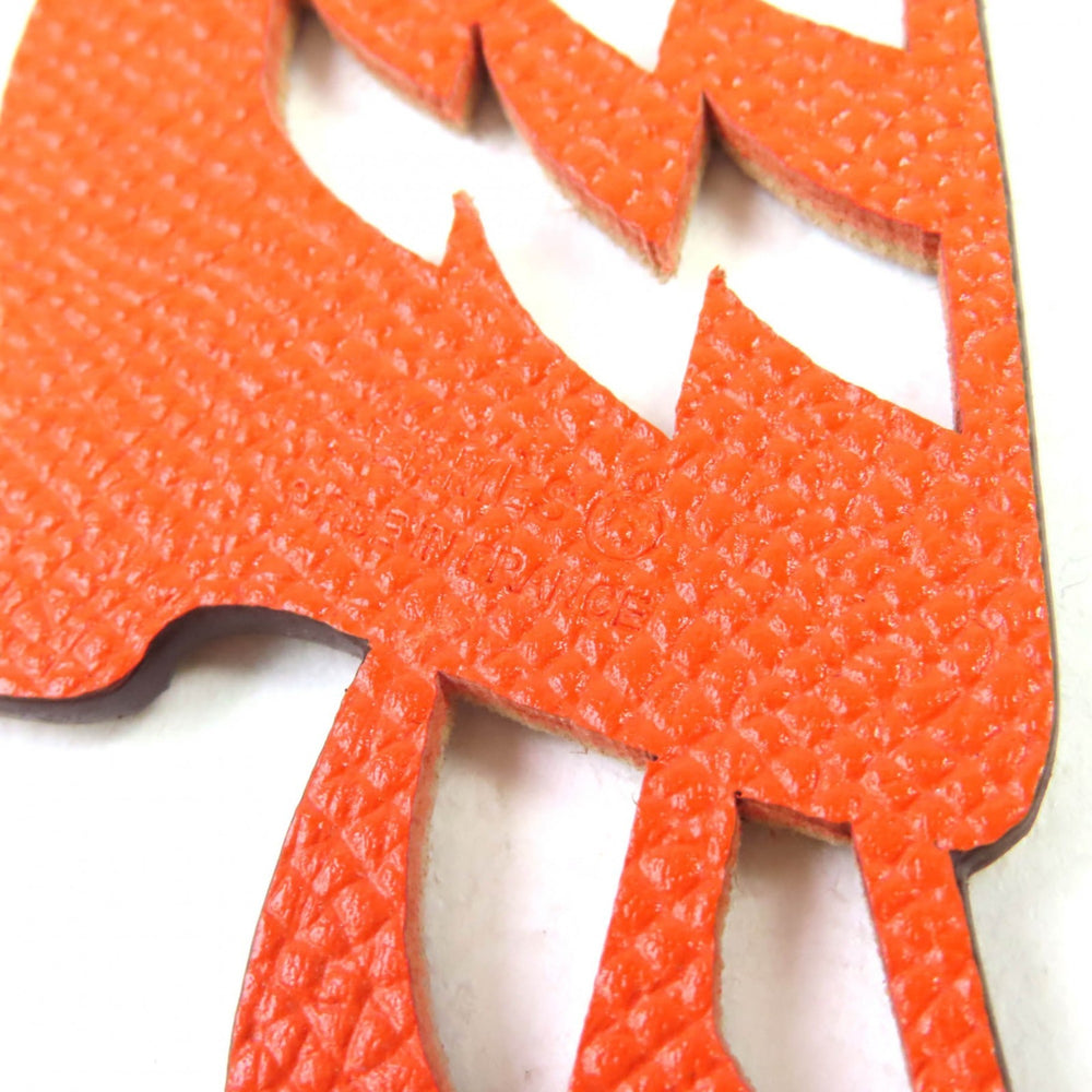 HERMES Petit H Leather Parrot Bag Charm, Brown and Orange, Made in France, Women's — Like New
