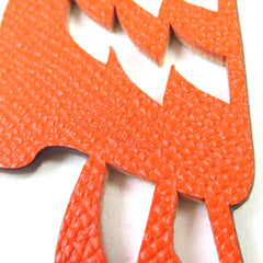 HERMES Petit H Leather Parrot Bag Charm, Brown and Orange, Made in France, Women's — Like New