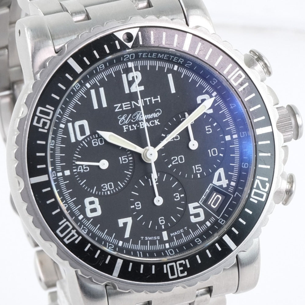 Zenith Rainbow Black 01/02.0470.405 Stainless Steel Automatic Chronograph Men's Dial Watch — Good