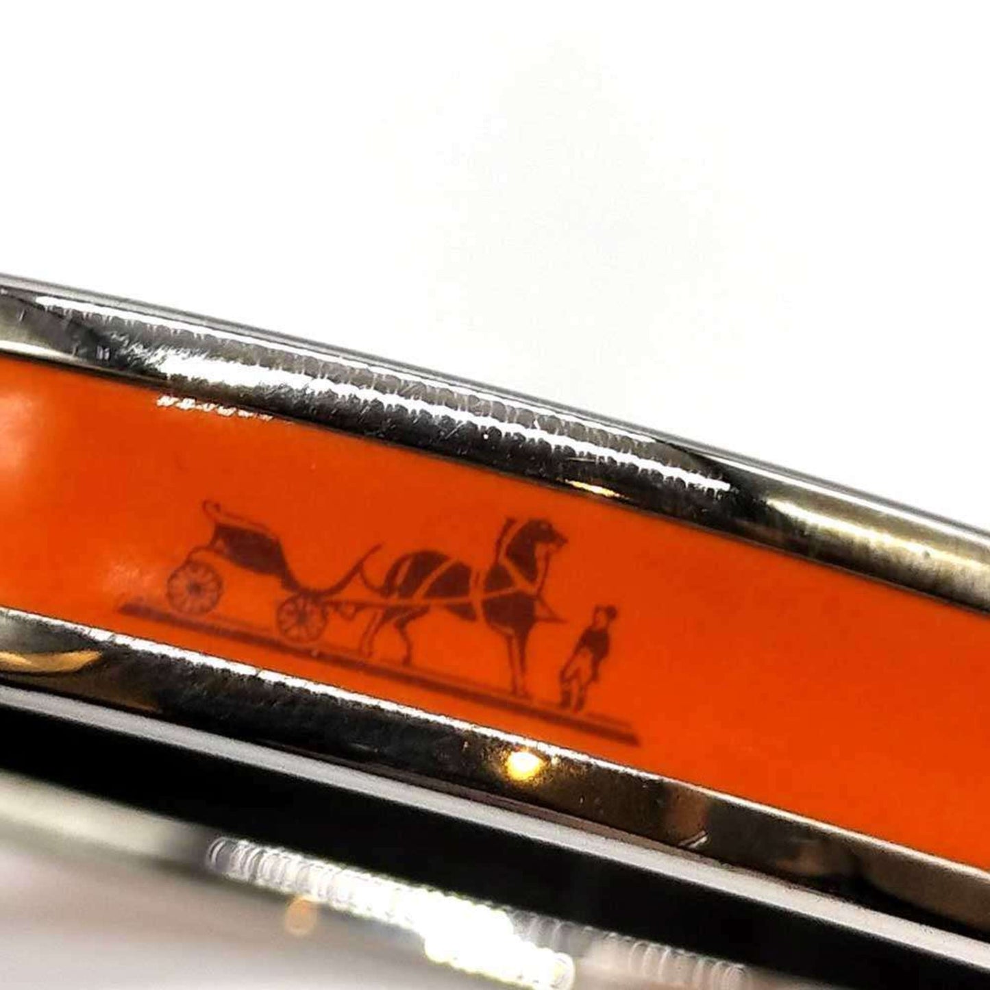 Hermes enamel PM orange cloisonné mark bangle bracelet for women.