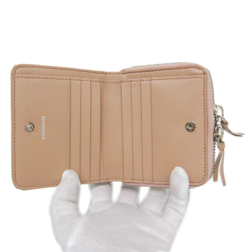 Balenciaga PAPIER ZA BILLFOLD 371662 Women's  Calfskin Wallet (bi-fold) Beige