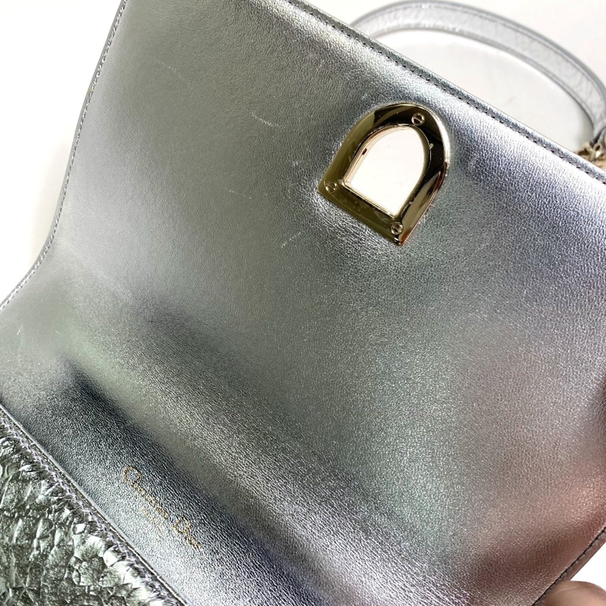 CHRISTIAN DIOR Small flap bag Bag Chain Shoulder Shoulder Bag Silver GoldHardware — Like New