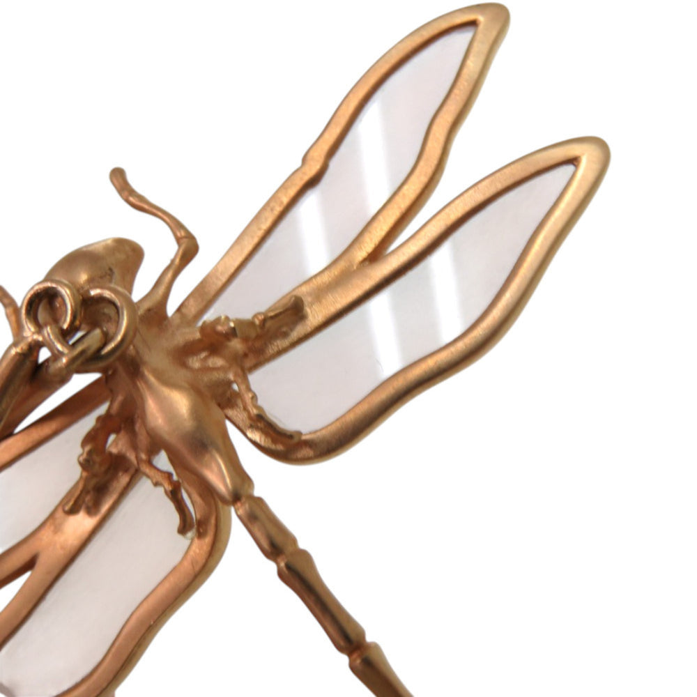 Christian Dior Like new Dior Herbarium Dragonfly Metal Resin Pink Gold Clear Necklace 1506 — Like New