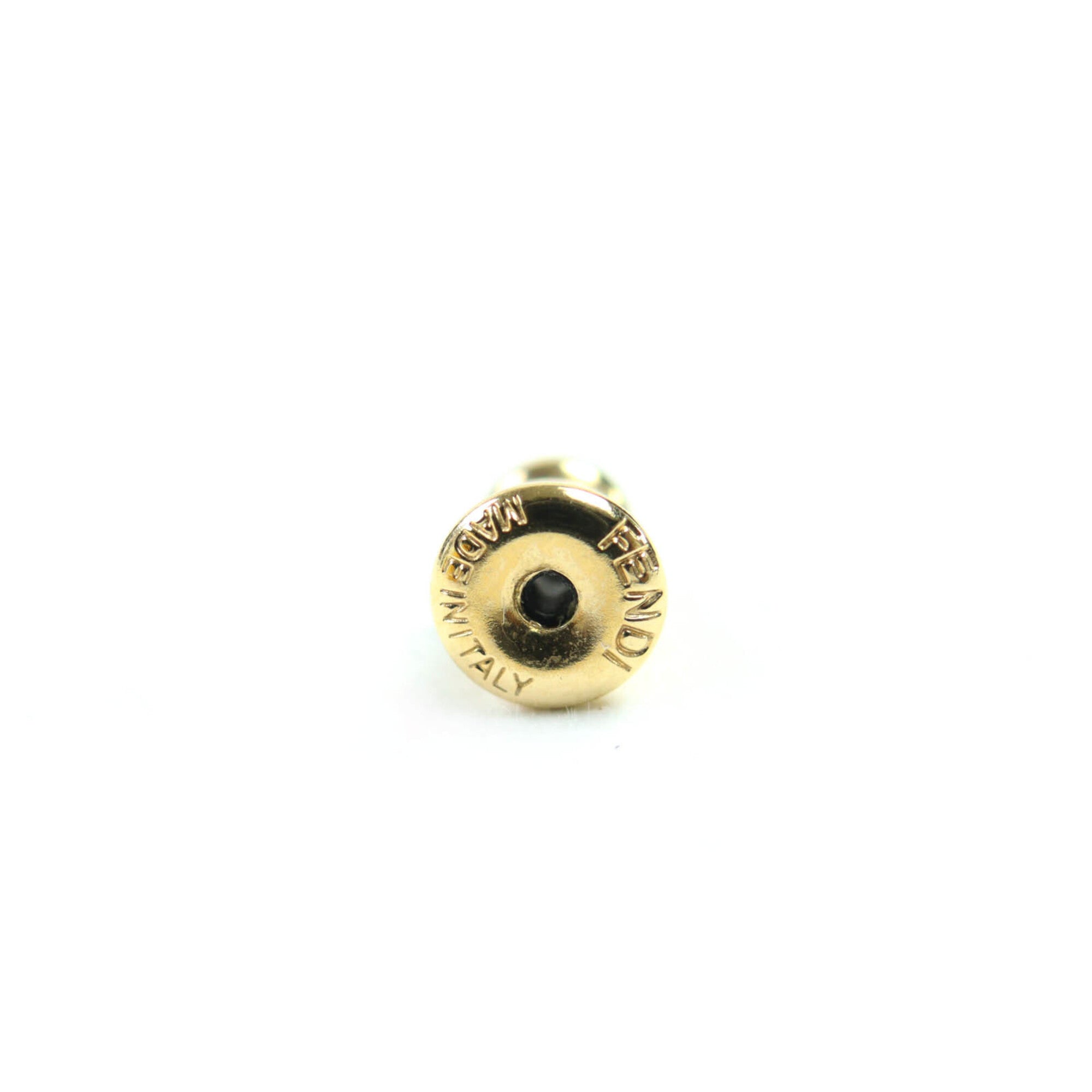 FENDI F is Fendi earrings with logo and rhinestones, pair, gold silver, box, made in Italy, women's — Like New