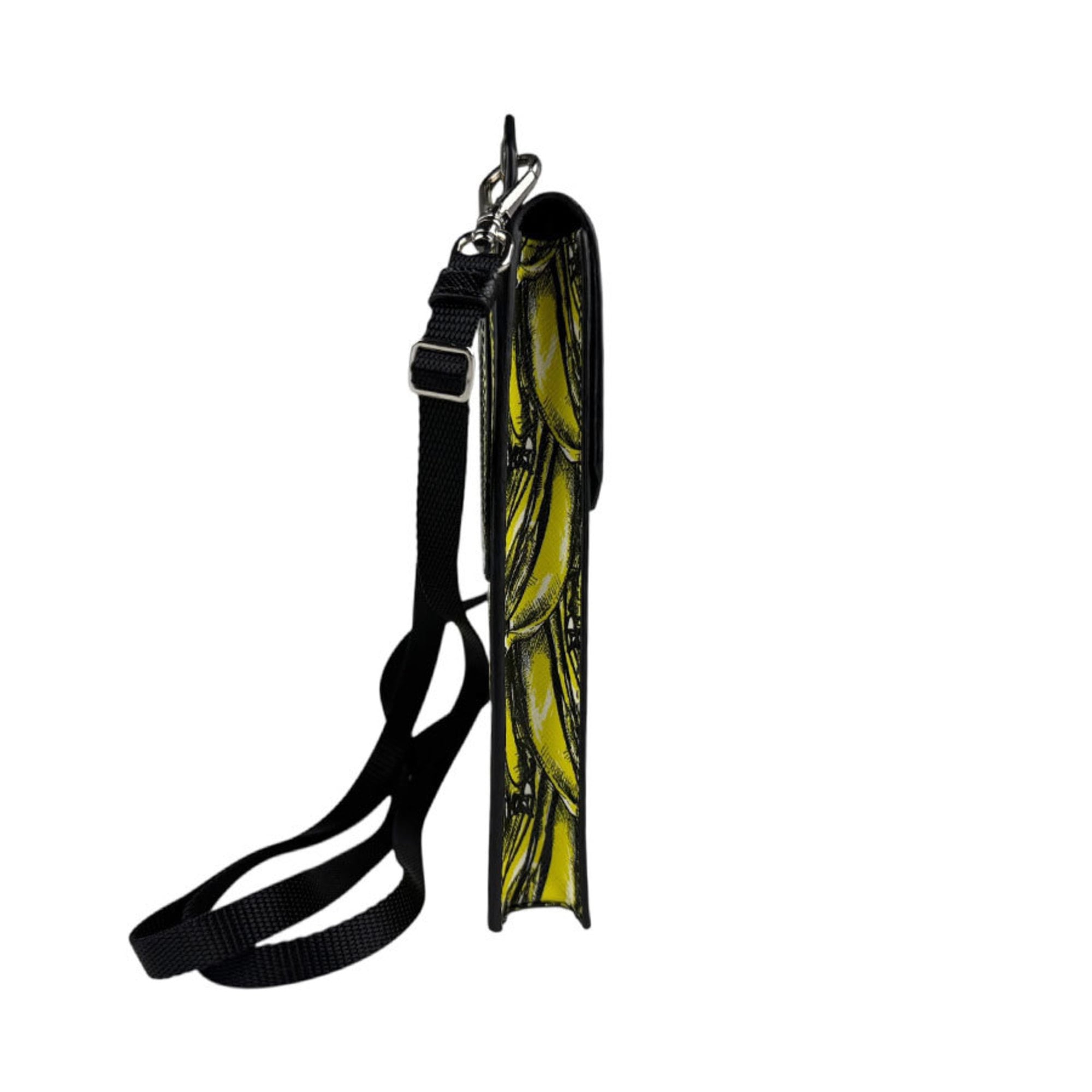 Prada smartphone pouch, leather, yellow and black, unisex, z5499