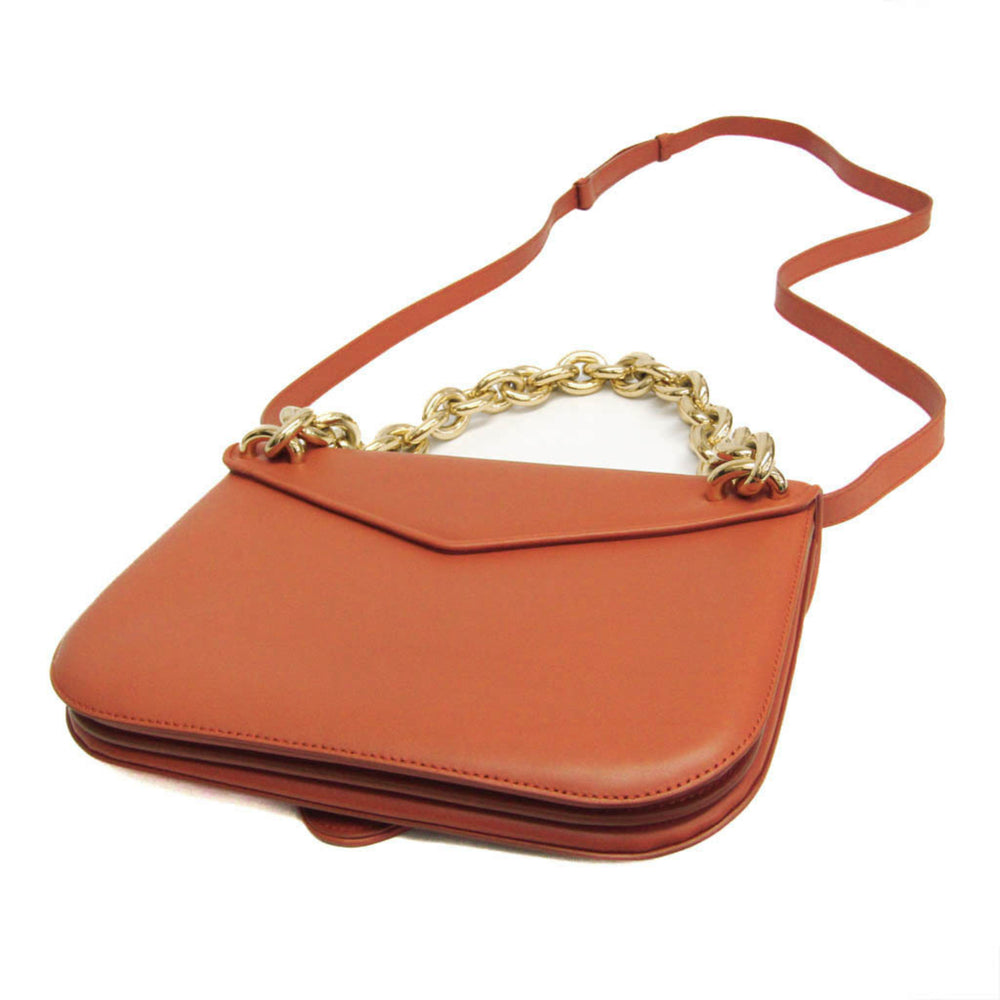 Bottega Veneta Mount Chain Shoulder Bag Women's Leather Handbag,Shoulder Bag Orange — Like New