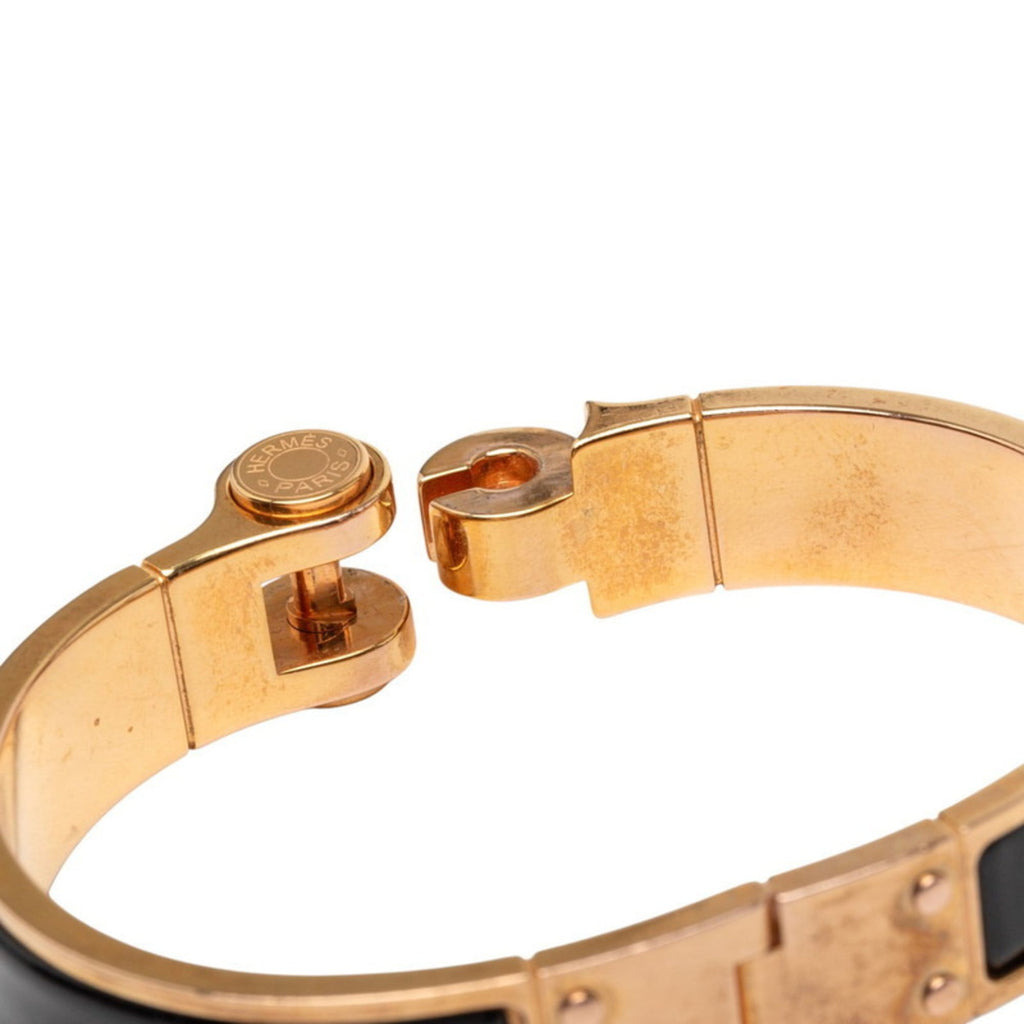 Hermès Charnière PM Bangle, Gold and Black Plated, Women's, HERMES