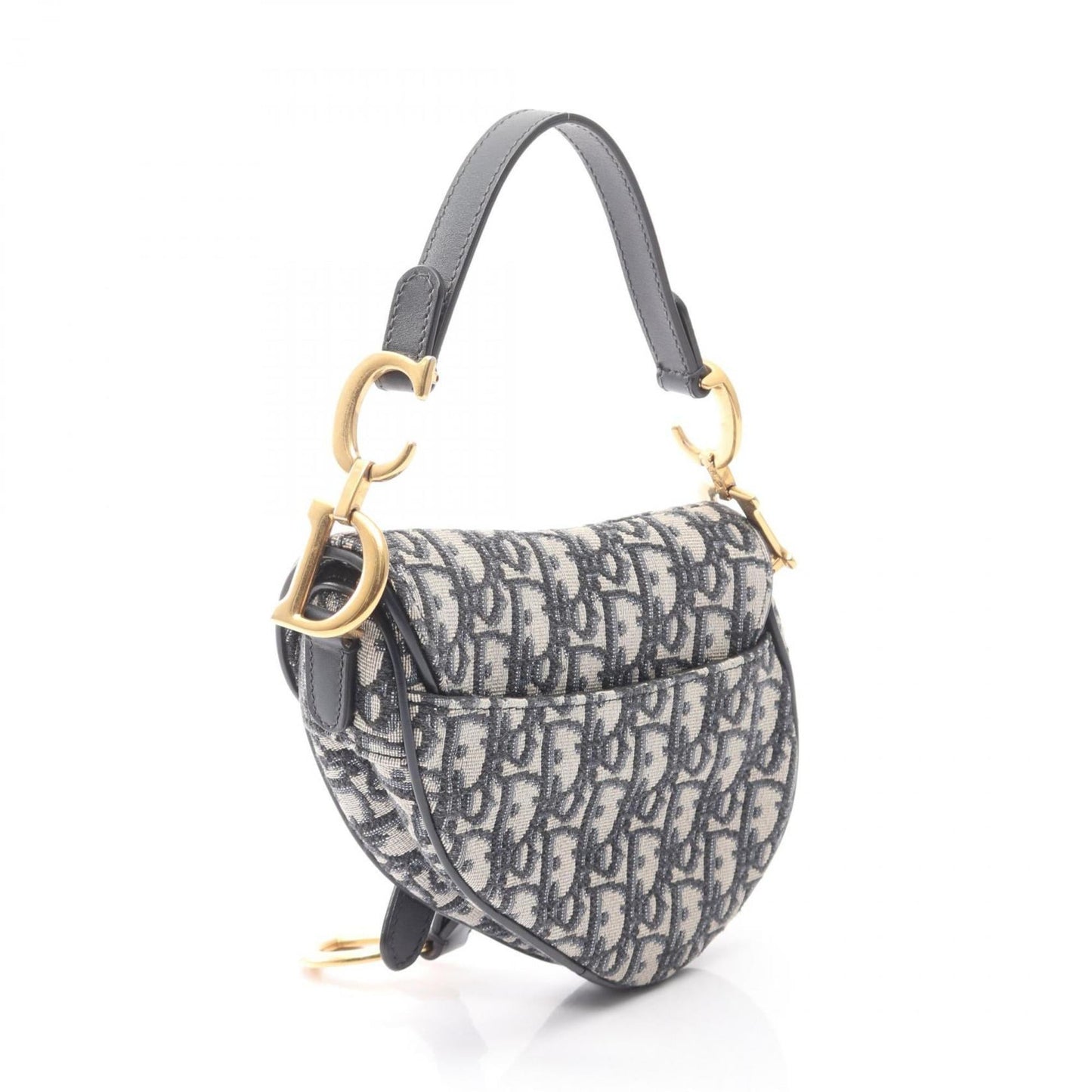 Christian Dior Dior Saddlebag Mini Oblique Jacquard Handbag Canvas Leather Women's Bag Ivory Navy Black