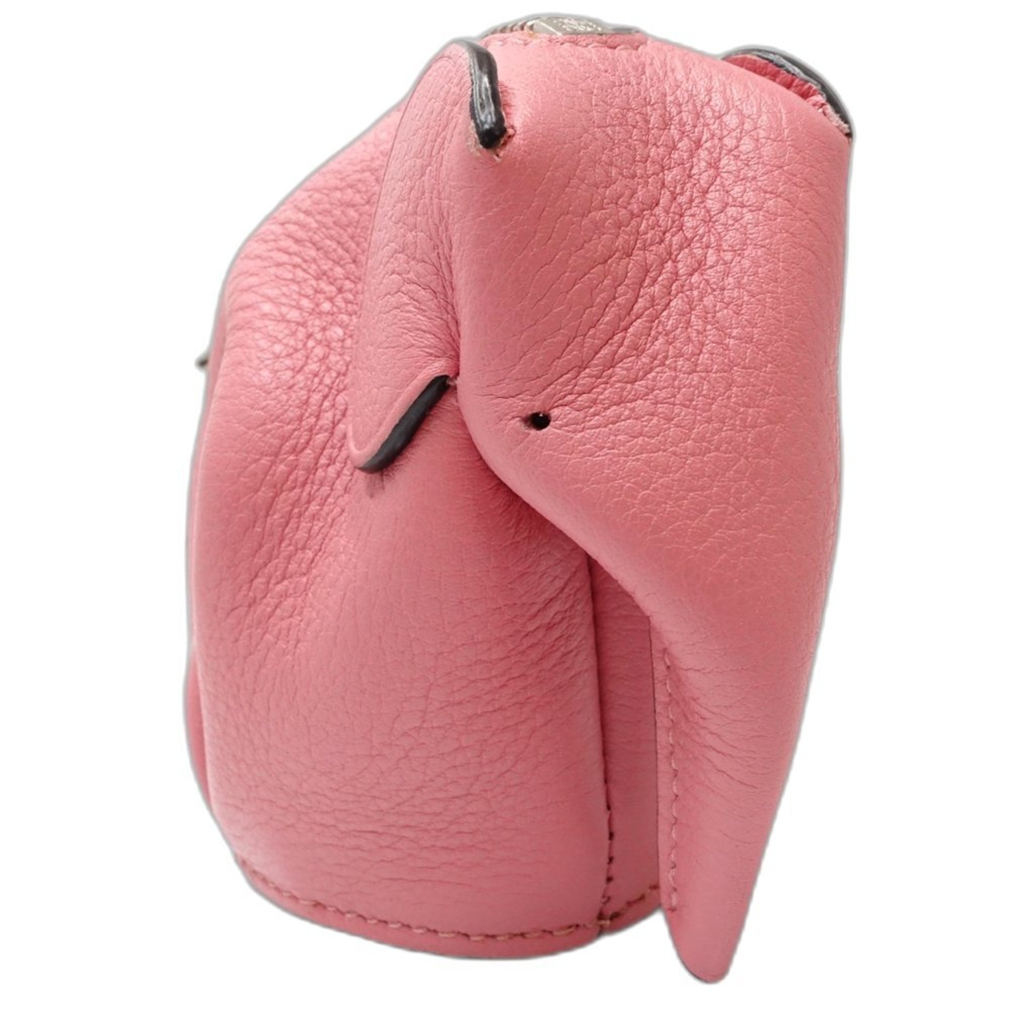 LOEWE Wallet/Coin Case with Elephant Charm, Calfskin, Pink, 181468