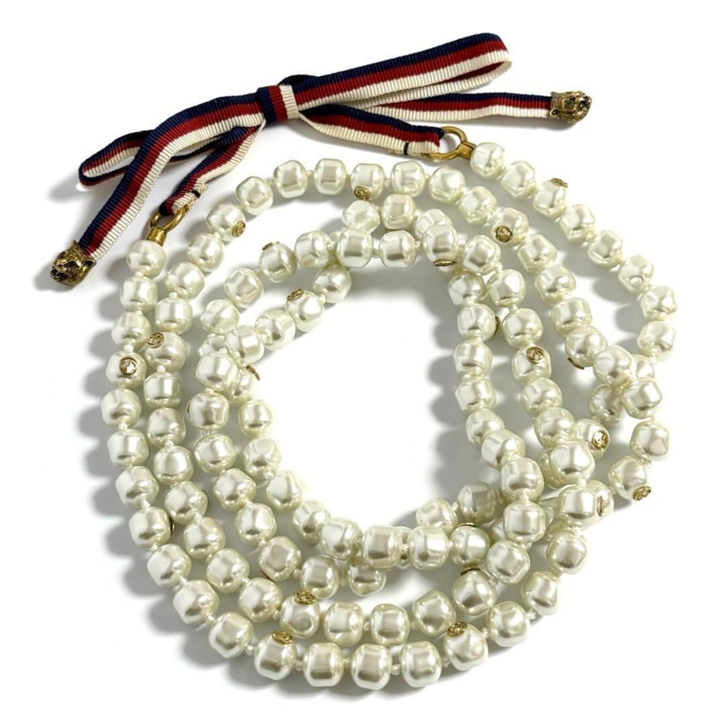 Gucci Women's Long Faux Pearl Tiger Head Necklace