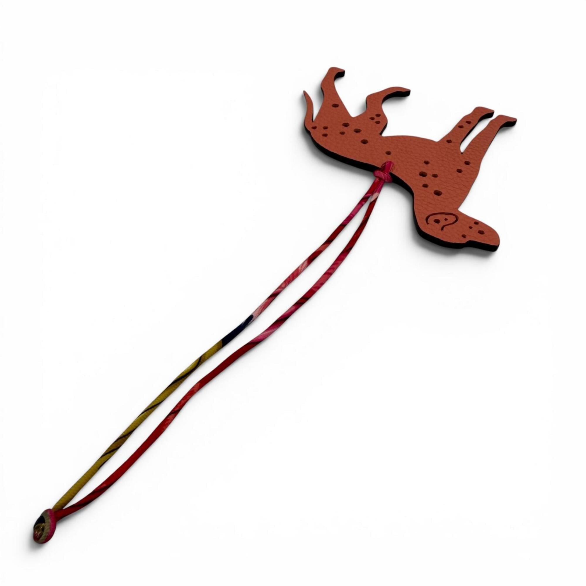 HERMES Petit H Leather Rose Etoupe Dog Dalmatian Bag Charm, Made in France, Women's — Like New