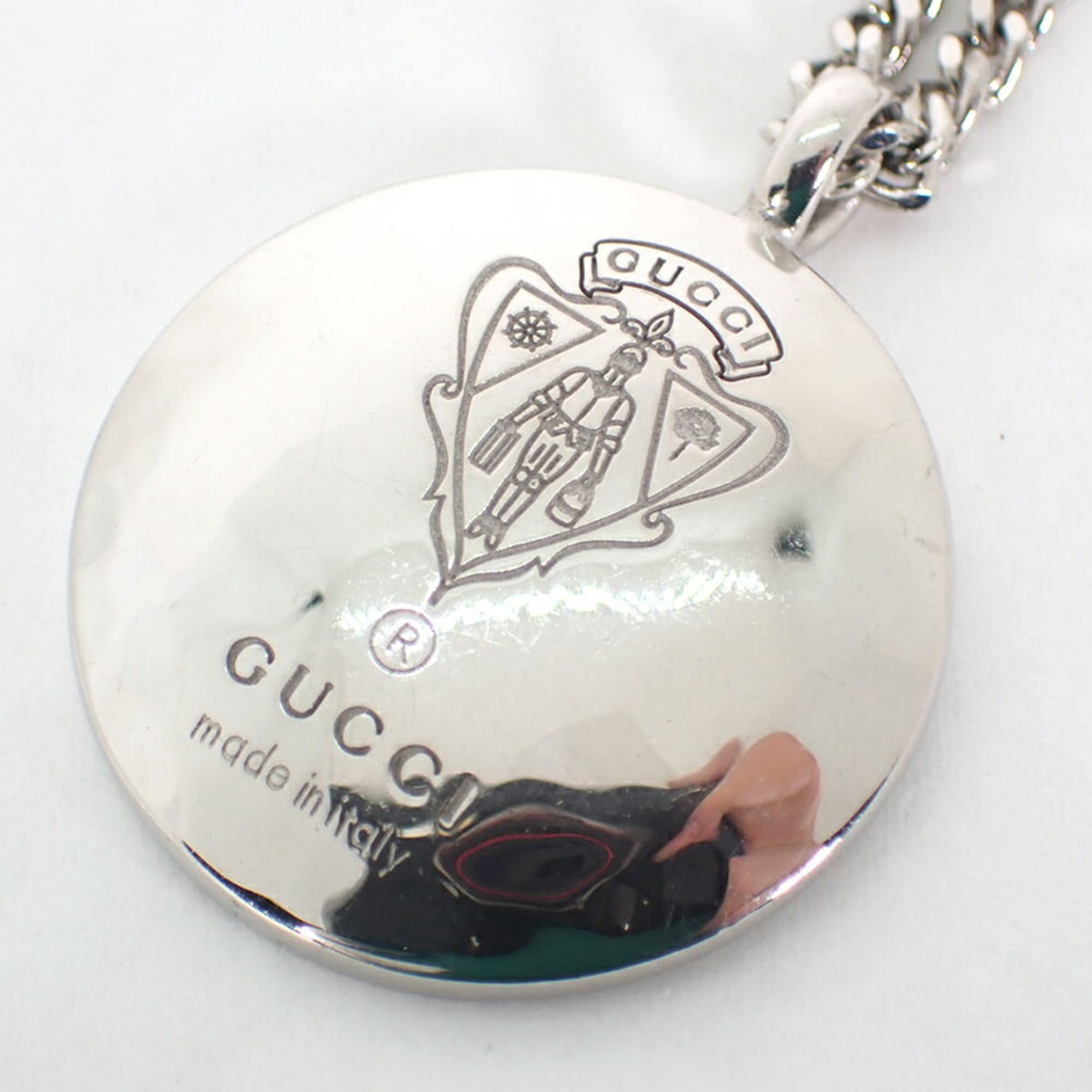 GUCCI SV925 Emblem Crest Pendant Necklace