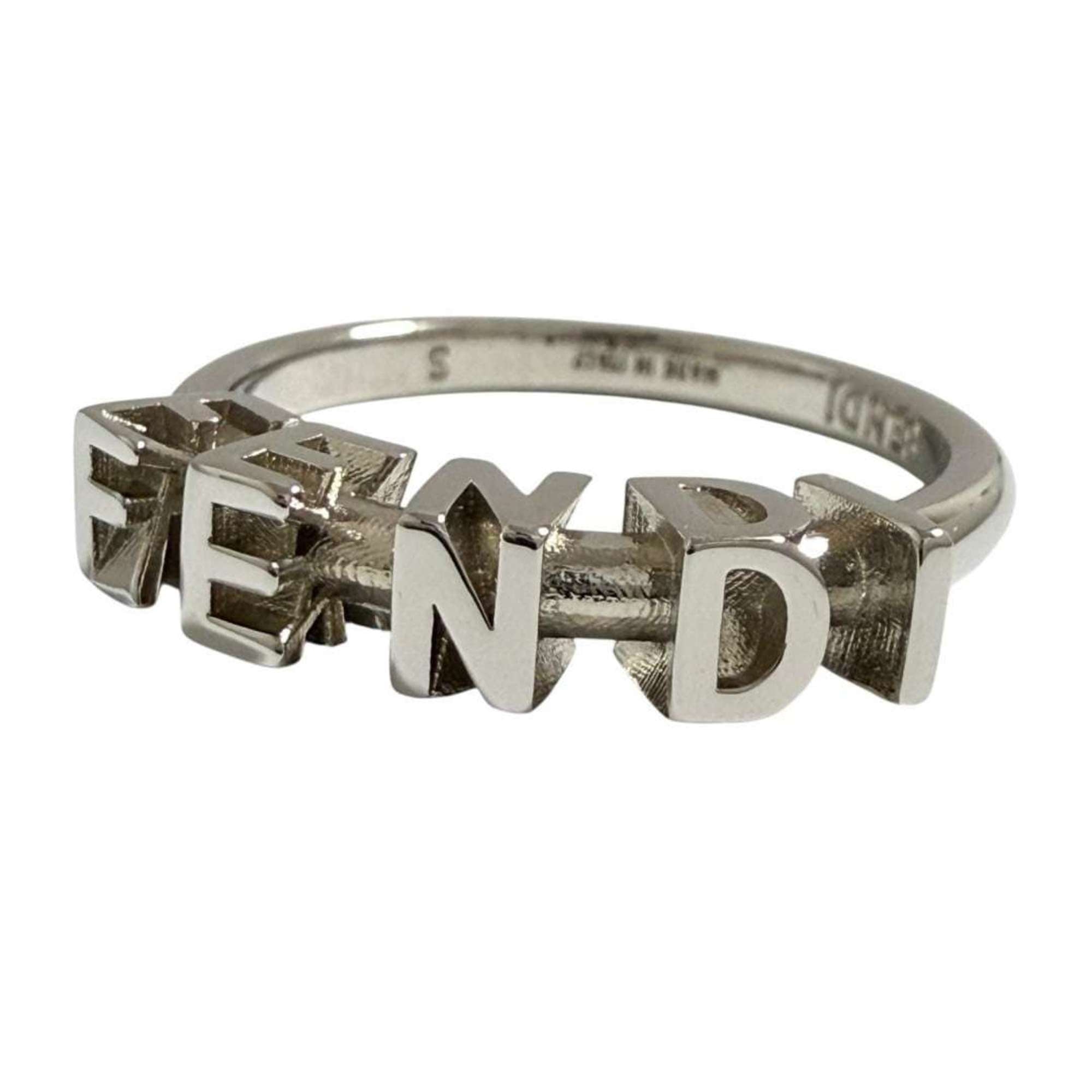 Fendi Men's Logo Ring, Size 19, Small, Silver — New - Store Return