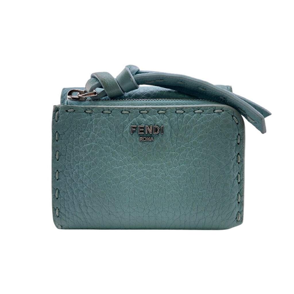 FENDI 8M0499 Selleria Peekaboo Micro L-Shaped Tri-Fold Wallet, Blue, Women's