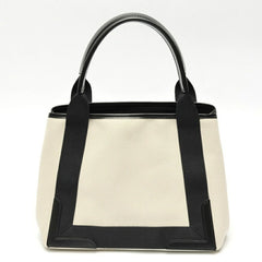 Balenciaga Navy Cabas S Tote Bag 339933 Canvas Leather Natural Black — Like New